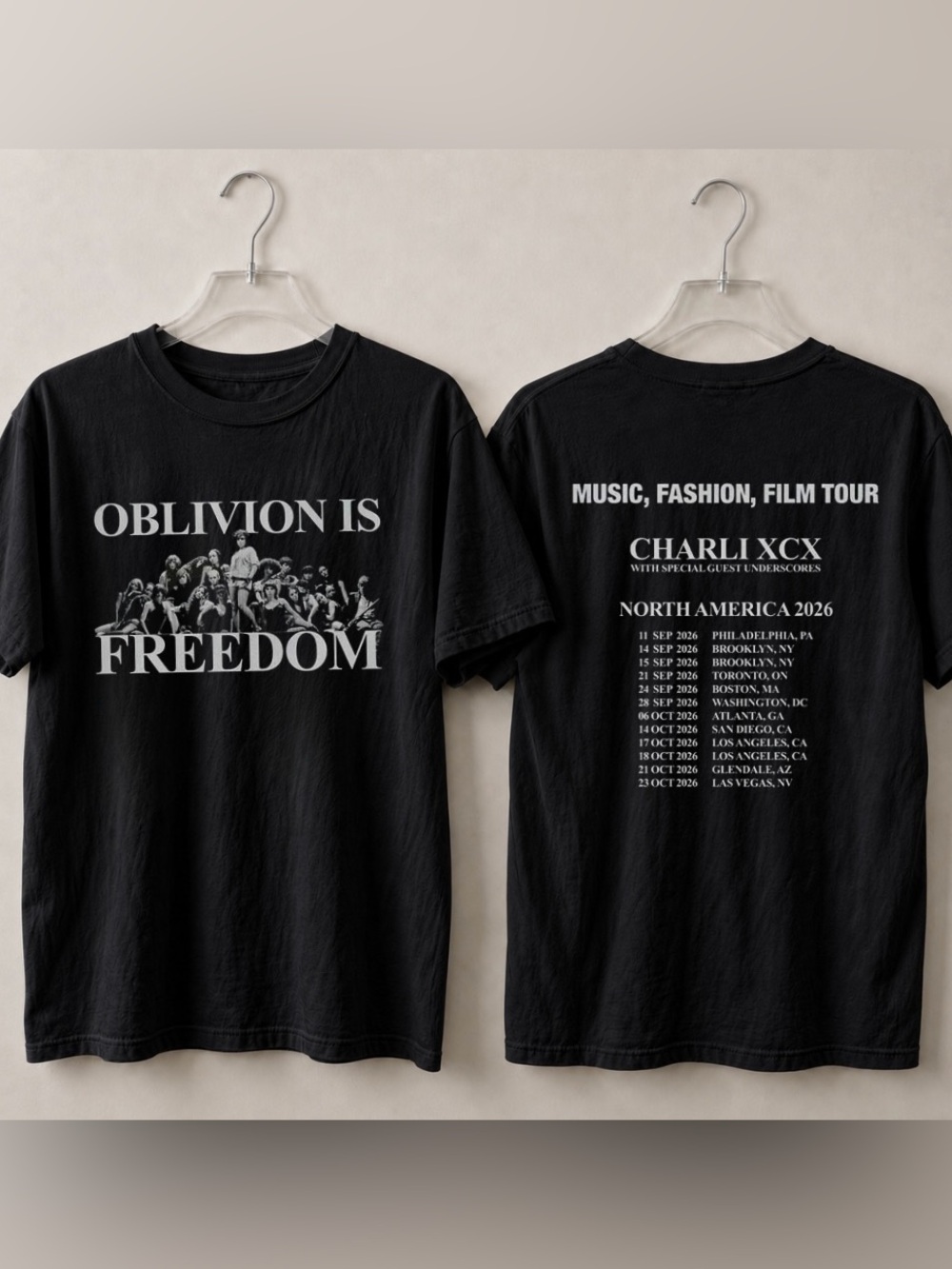 Charli XCX Oblivion Is Freedom Black Tour Graphic Tee